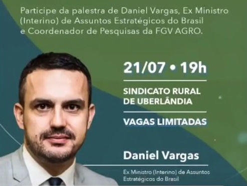 Ex-ministro interino de Assuntos Estratégicos do Brasil fará palestra no Sindicato Rural