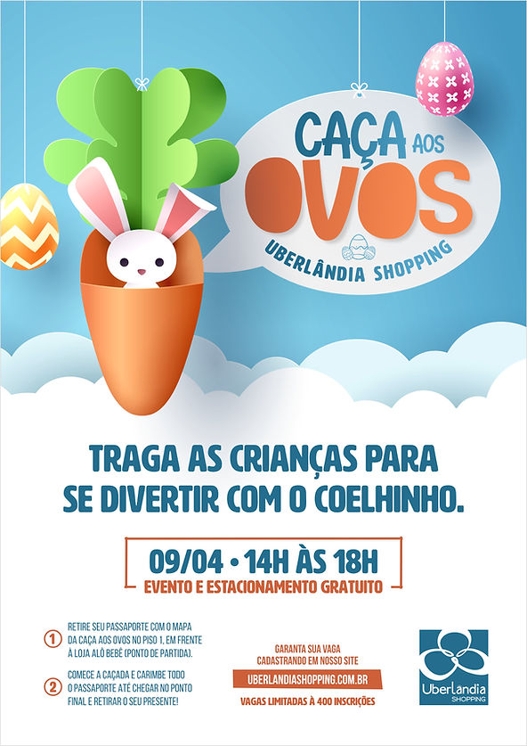 Caça aos Ovos vai garantir diversão das crianças no Uberlândia Shopping