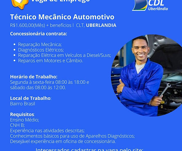 Fundação CDL Uberlândia seleciona candidato na área Mecânica