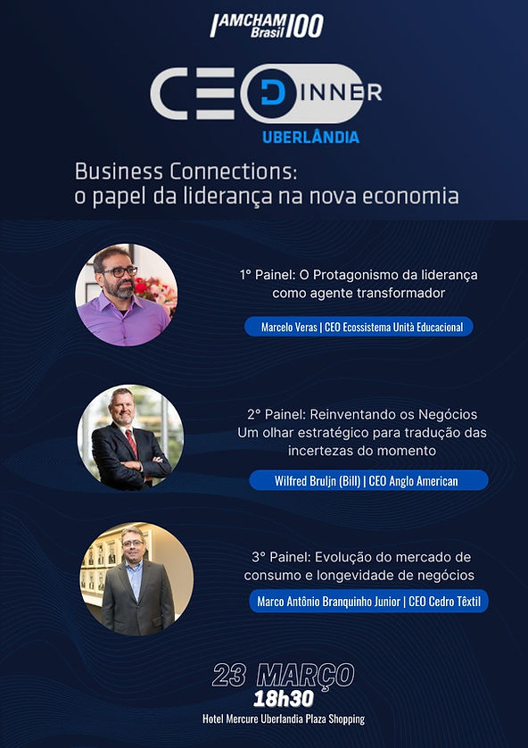 Amcham Triângulo Mineiro e Alto Paranaíba promove CEO Dinner no dia 23 de março