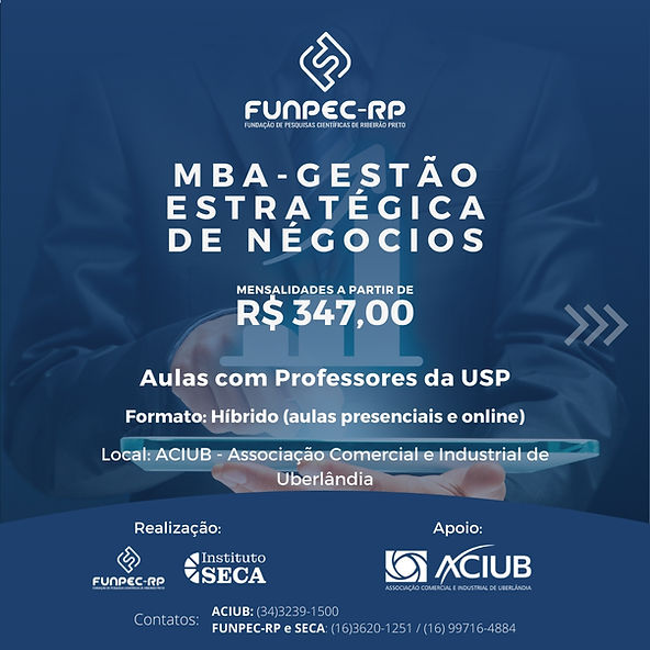 Inscrições abertas para MBA em gestão de negócios da FUNPEC-RP em parceria com a Aciub
