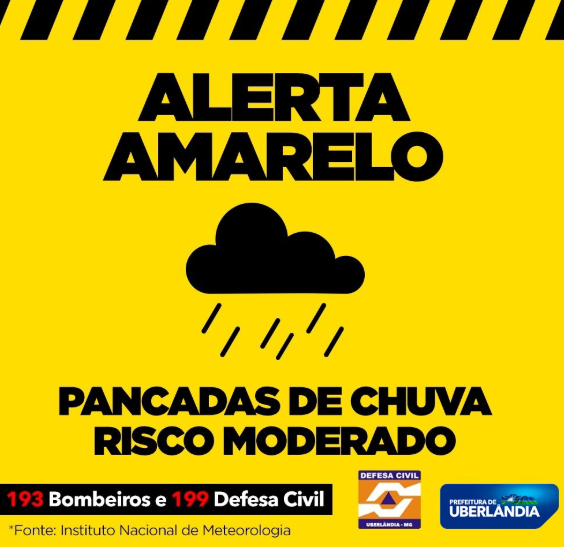 Defesa Civil emite alerta amarelo de chuva moderada a forte para esta sexta (31)