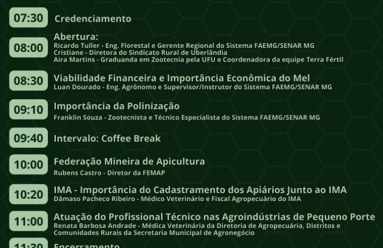 Uberlândia recebe 1º Seminário de Apicultura do Triângulo Mineiro